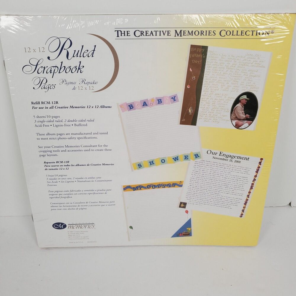 Creative Memories 12x12 Ruled Scrapbook Pages 5 Sheets/10 Pages NEW 2002